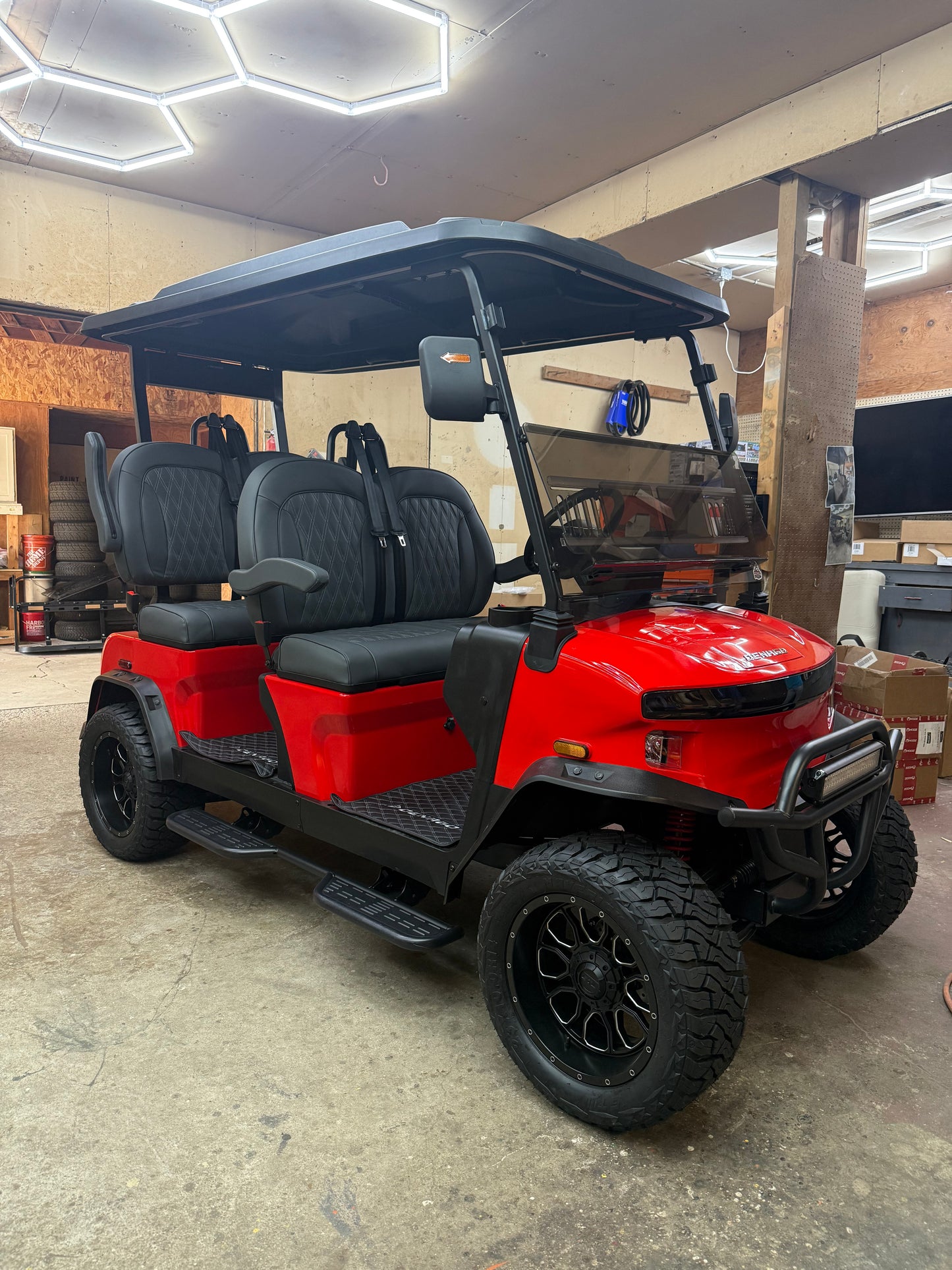 2025 Denago Rover XL 4 Passenger Golf Cart RED (36 Months 0% Financing Available)